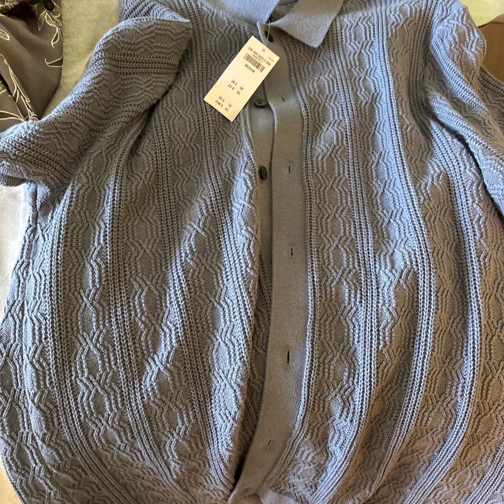 Abercrombie & Fitch Men's Gray Knit Button-Up Sweater